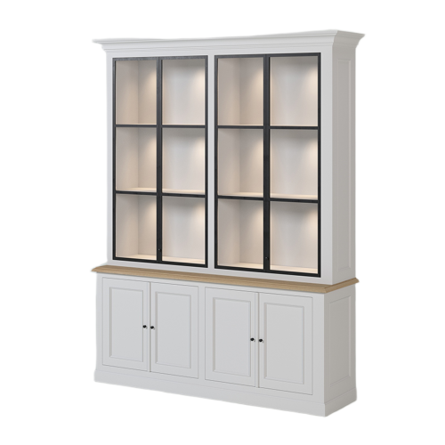 Vitrine Bibliothèque Blanche Vitrée | Chêne LIGNART
