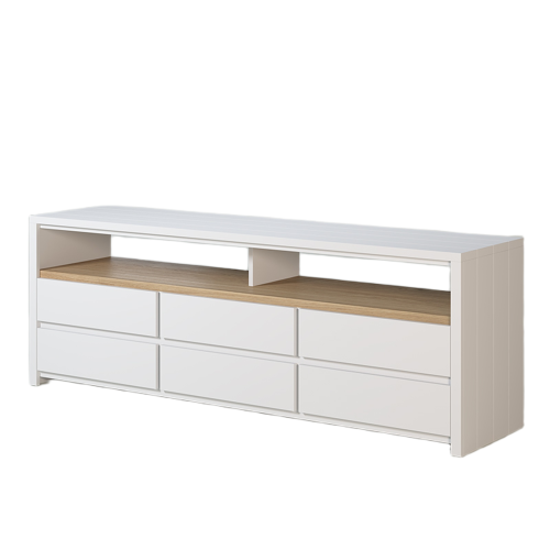 Meuble TV Chêne massif Blanc & Bois Clair | Chêne LIGNART - Contemporain