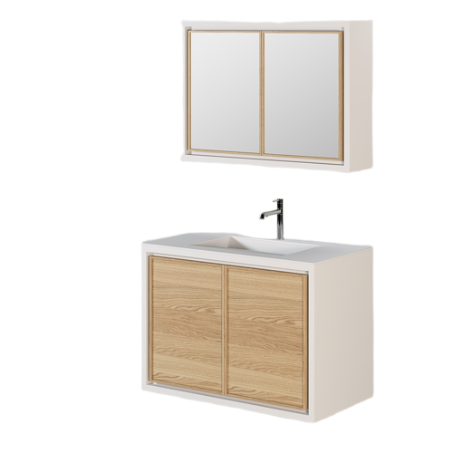 Ensemble Vasque et Miroir 100 cm | Chêne Absolue - Contemporain