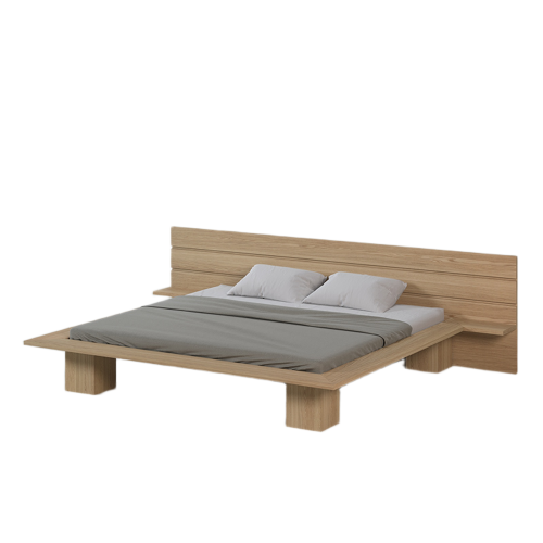 Lit Plateforme Chevets Intégrés 200x200 | Chêne Absolue - Contemporain