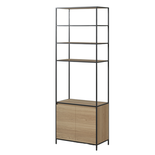 Étagère Pied Métal Caisson 80 cm | Chêne Lignart - Contemporain