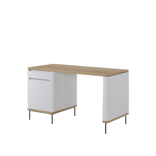 Bureau Design Caisson Blanc | Chêne Icone - Contemporain