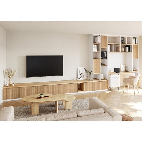 Composition Murale TV & Bureau | Chêne Icone - Contemporain