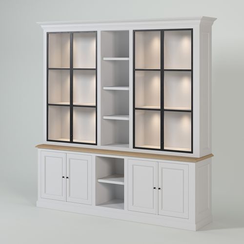 Bibliothèque Vitrines Métal Noir | Chêne Nantes - Classique chic