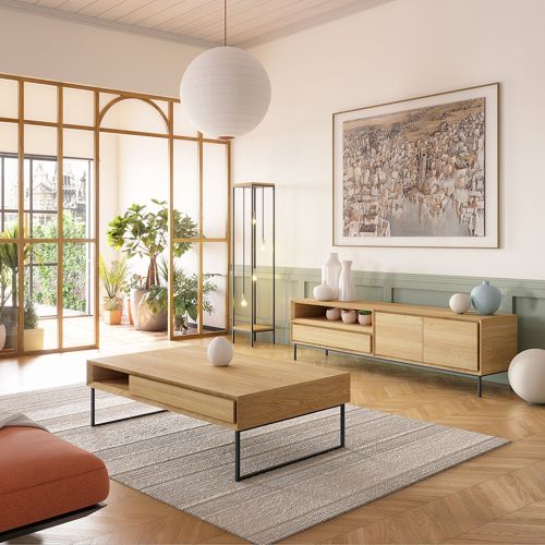 Étagère design LIGNART | Chêne massif métal éclairage