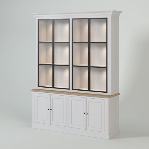 Vitrine Bibliothèque Blanche Vitrée | Chêne LIGNART