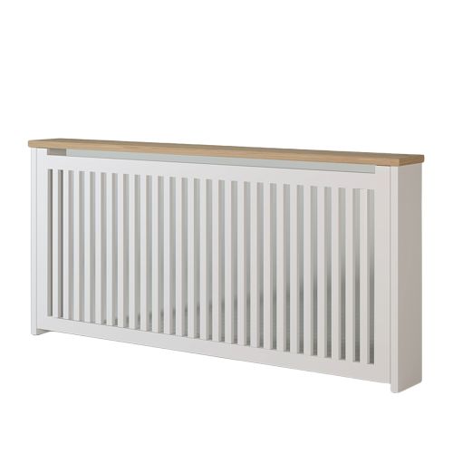 Cache-radiateur blanc et bois persiennes | Chêne LIGNART