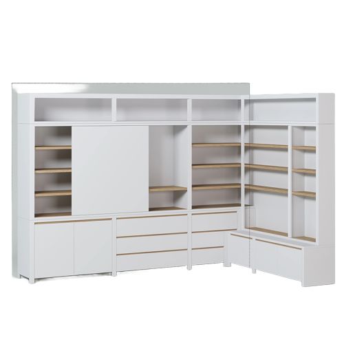 Grande Bibliothèque Modulaire Rangement Blanc Chêne | Chêne LIGNART