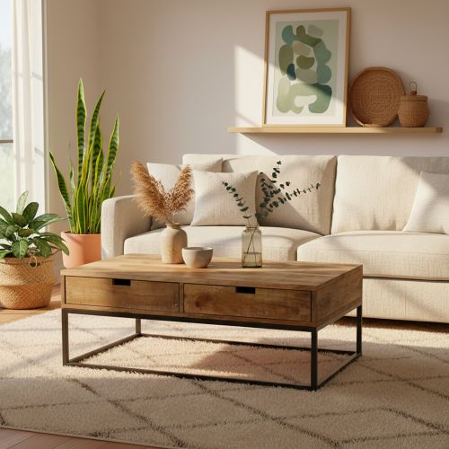 Table basse avec tiroirs | Manguier Fabric