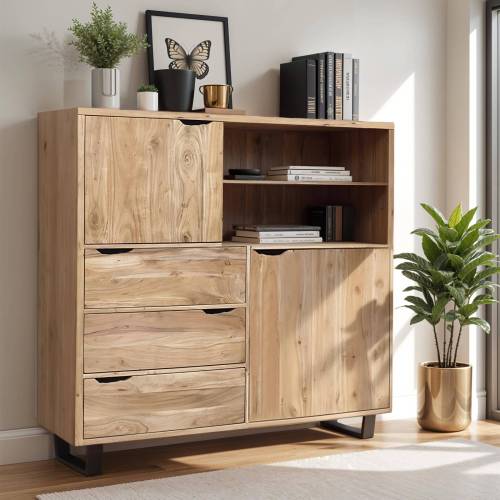 Buffet haut bois naturel | Acacia Jungle - Industriel