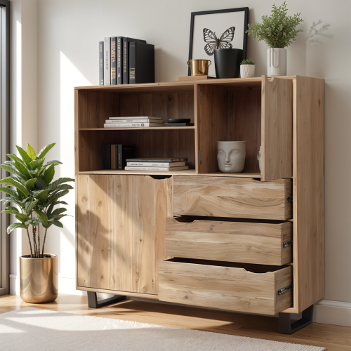 Buffet haut bois naturel | Acacia Jungle - Industriel