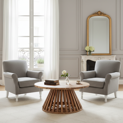 Table basse ronde bois massif | Acacia Luxe - Exotique