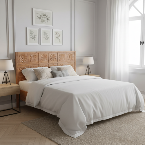 Tête de lit king size sculptée 180 cm en manguier