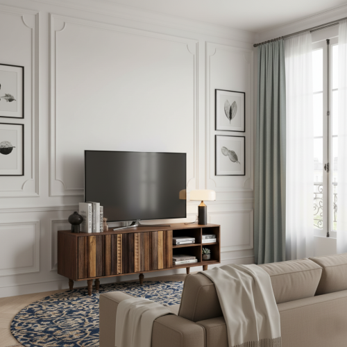 Meuble TV 2 portes 4 niches | Manguier Dali