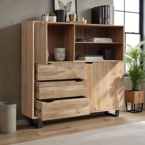 Buffet haut bois naturel | Acacia Jungle - Industriel