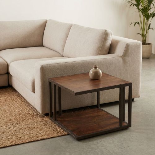 Table Basse Palissandre Carrée Industrielle Loft