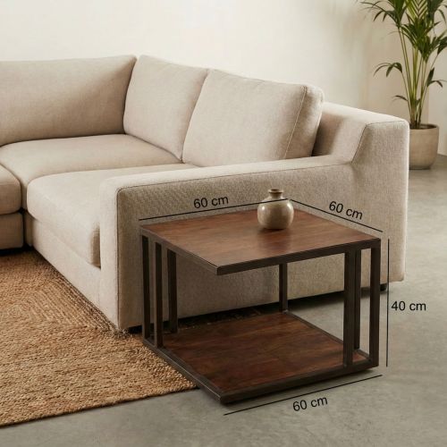 Table Basse Palissandre Carrée Industrielle Loft