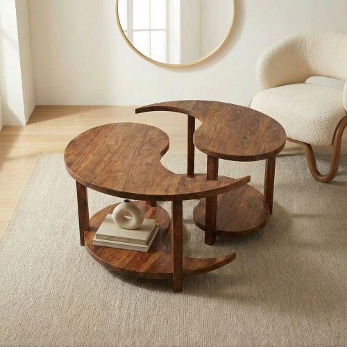 Table basse yin yang Palissandre Lhassa
