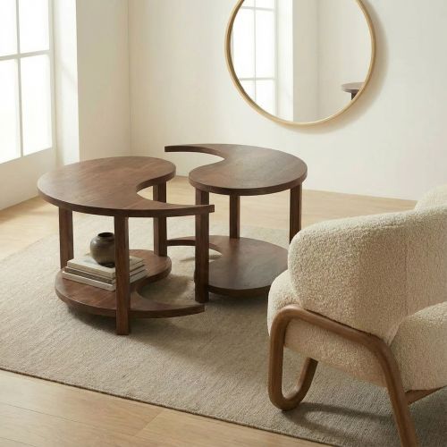 Table basse yin yang Palissandre Lhassa