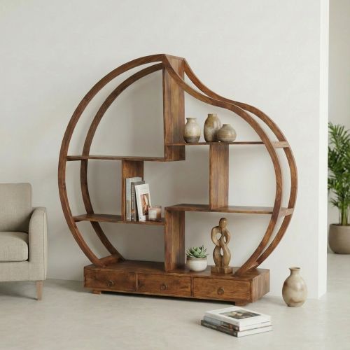 Bibliothèque Asymétrique Palissandre ronde Lhassa - Exotique