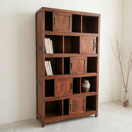 Bibliothèque avec Porte Coulissante - Exotique