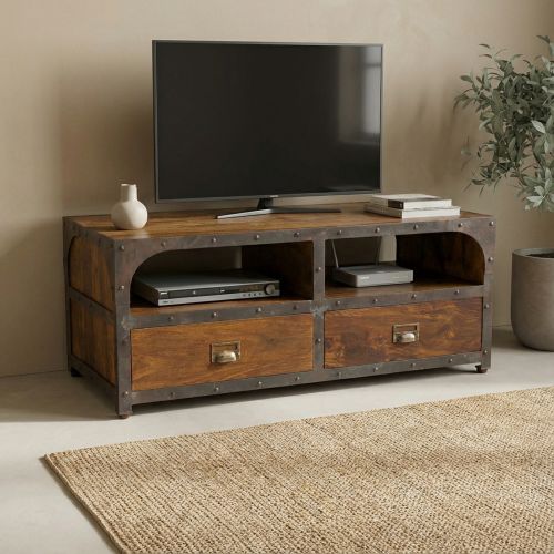 Meuble Tv bois et metal en Palissandre Loft