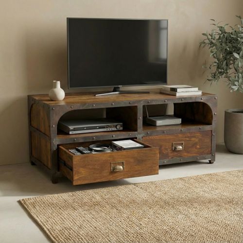 Meuble Tv bois et metal en Palissandre Loft