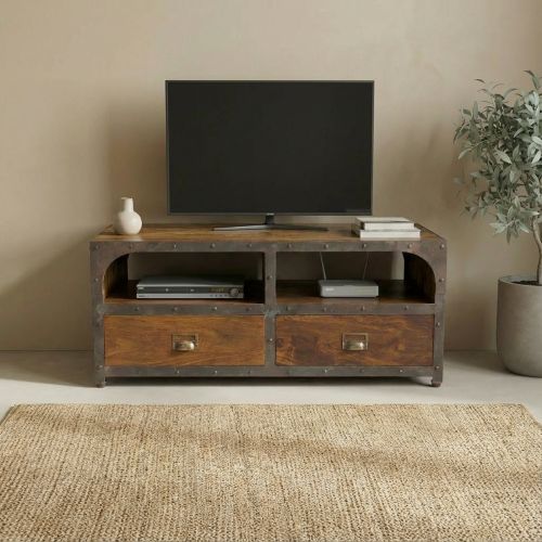 Meuble Tv bois et metal en Palissandre Loft